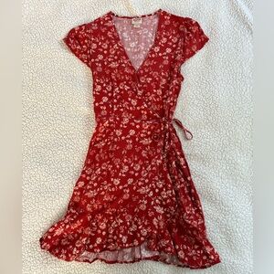 Red Floral Mossimo Supply Co. Wrap Dress sz xs